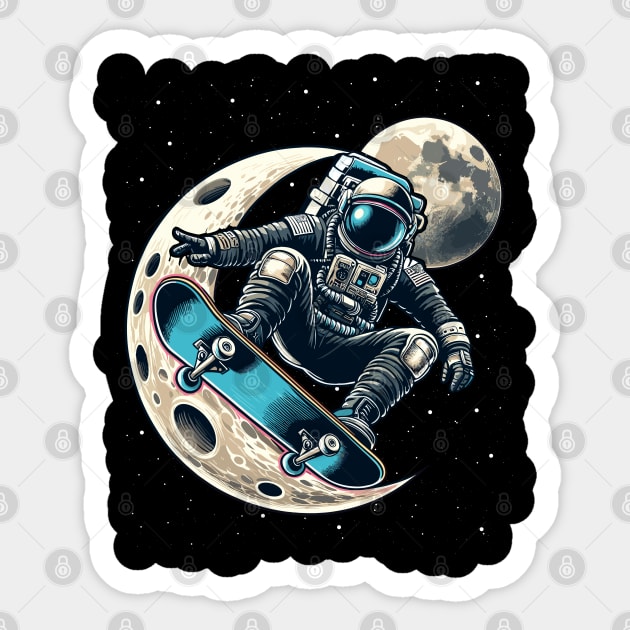 Astronaut Skateboarding Sticker by JessArty